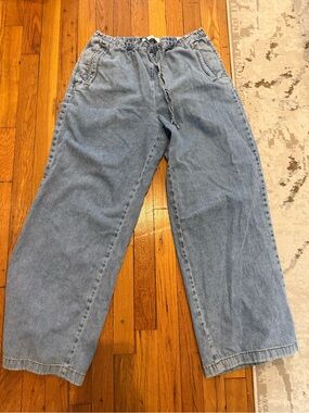 Zara Light Blue Wide Leg Denim Jeans